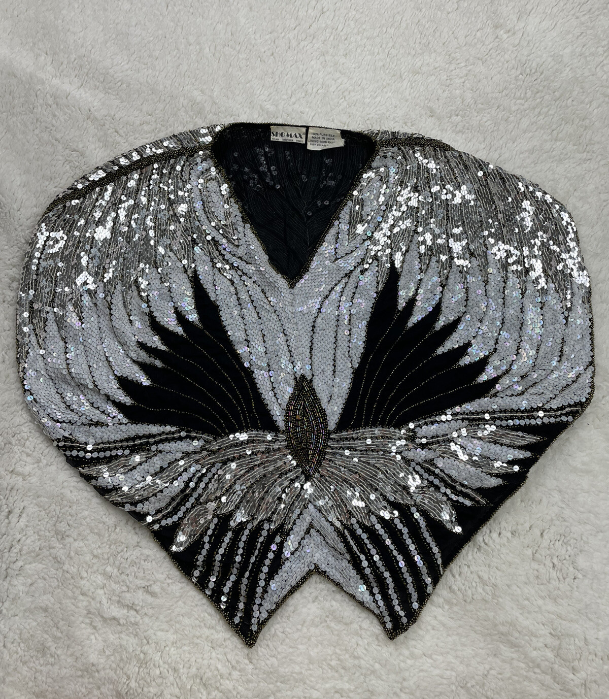 ShoMax Originals New York Glam 100% Pure Silk Sequined top Butterfly EUC Vintage