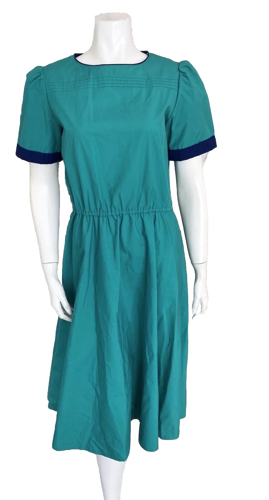 Vintage Darian Green Blue Fit And Flare 1980s Dress Size 8