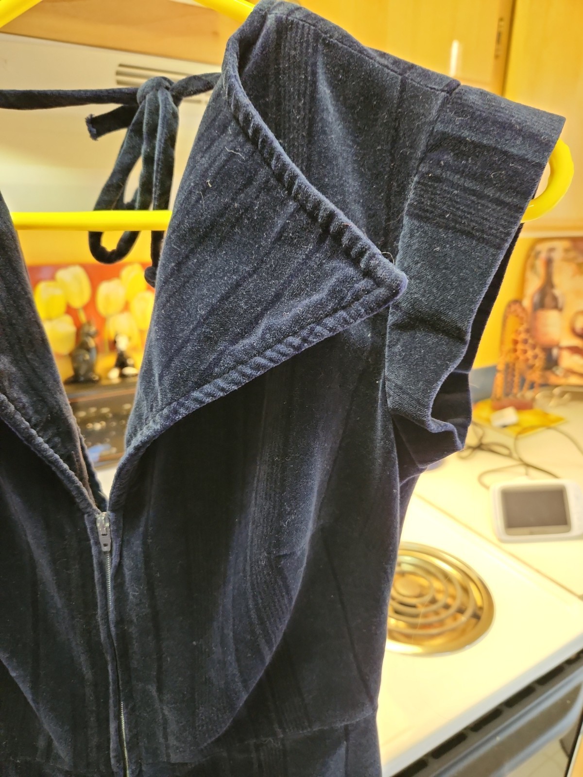Vtg Ragtime 70s Navy Velour Wide Leg Jumpsuit Deep V Neck Disco Jumper Outfit M
