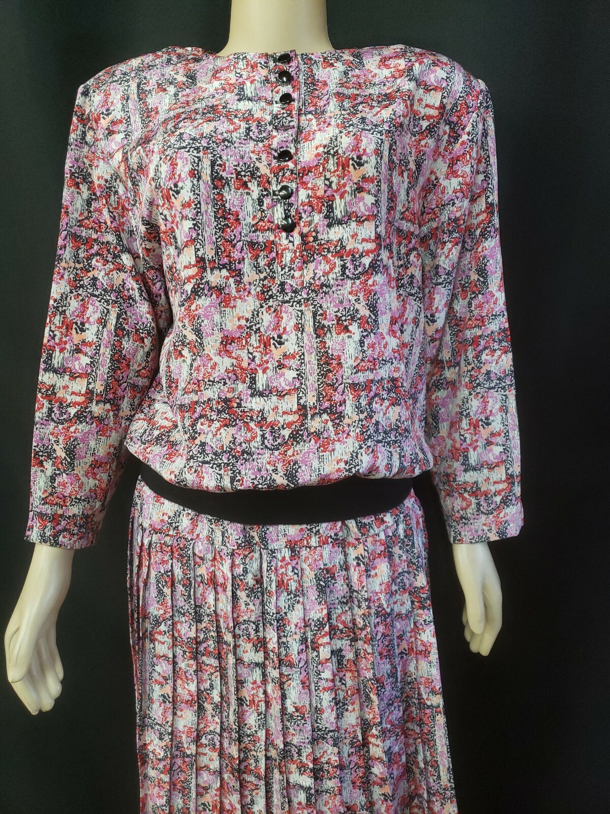 DG California VTG Skirt Suit DRESS Women’s Sz M? PINK MULTICOLOR POLYESTER #W2