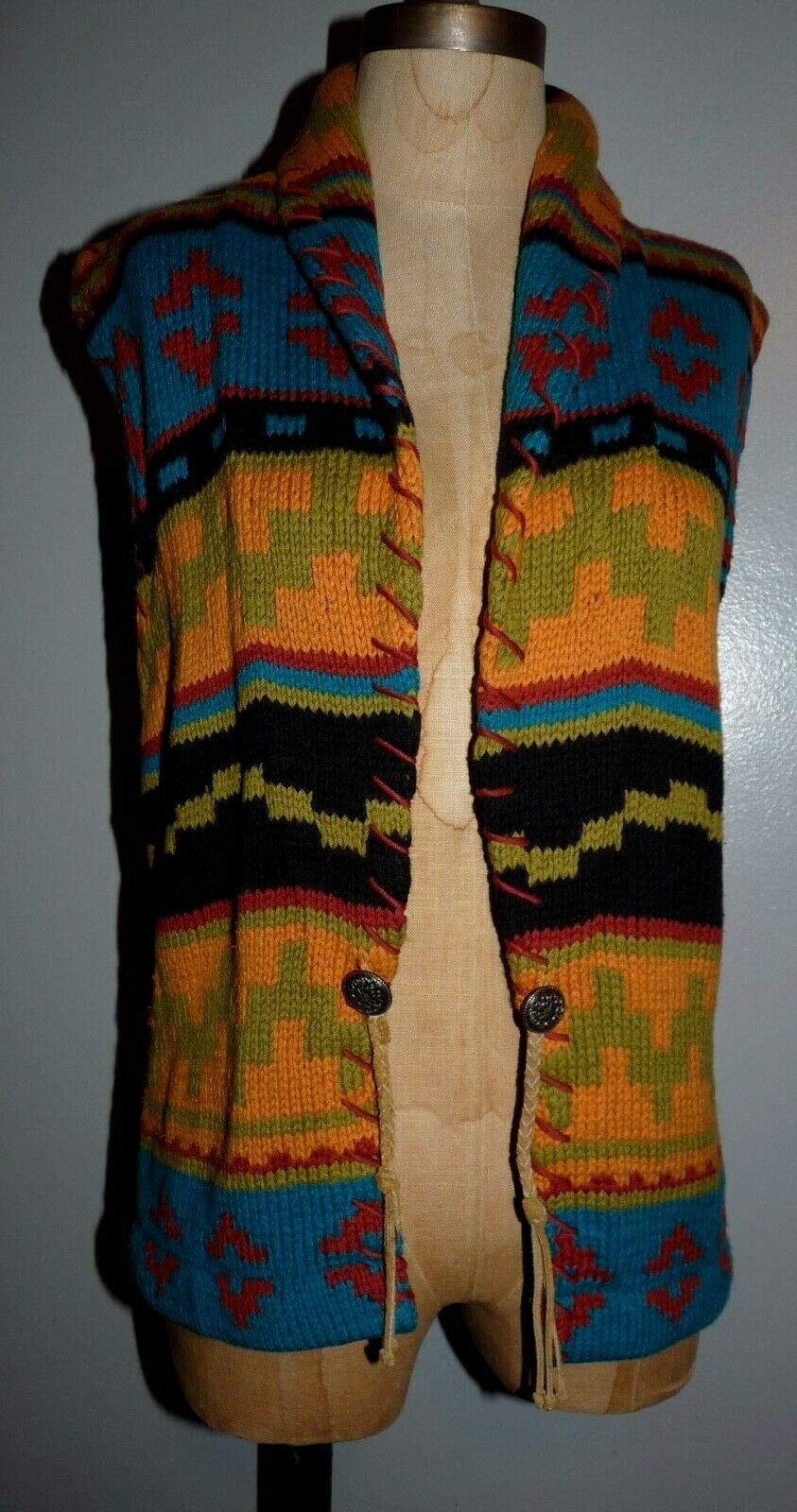 Vintage Country Shop Marshall Fields Hand Knit Cotton Western Sweater SMALL SALE
