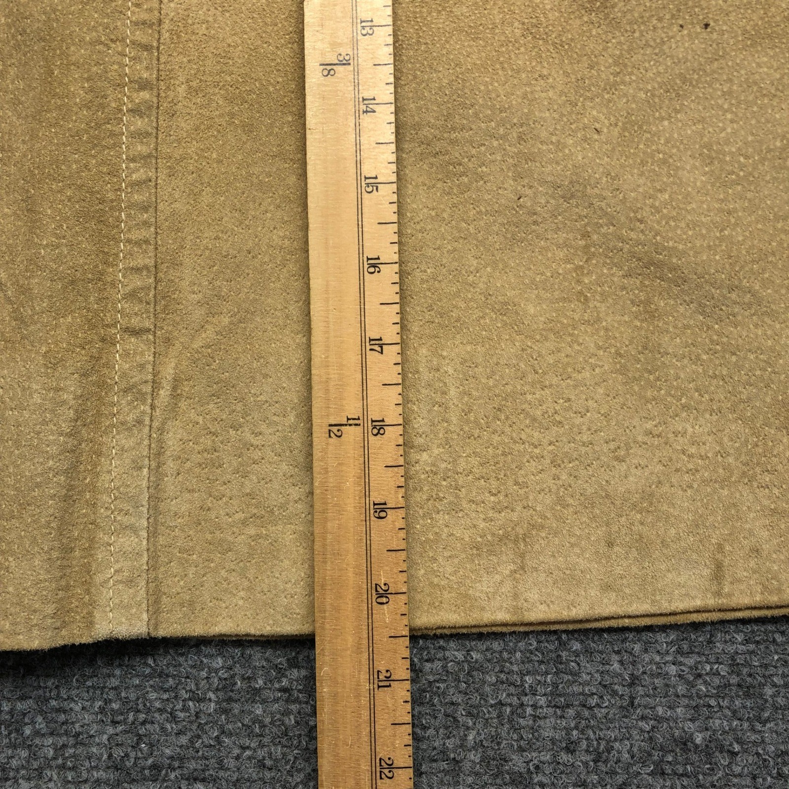 Vintage Tan Suede A-Line Skirt Talon Zip High Waist 70s Western Boho 27w