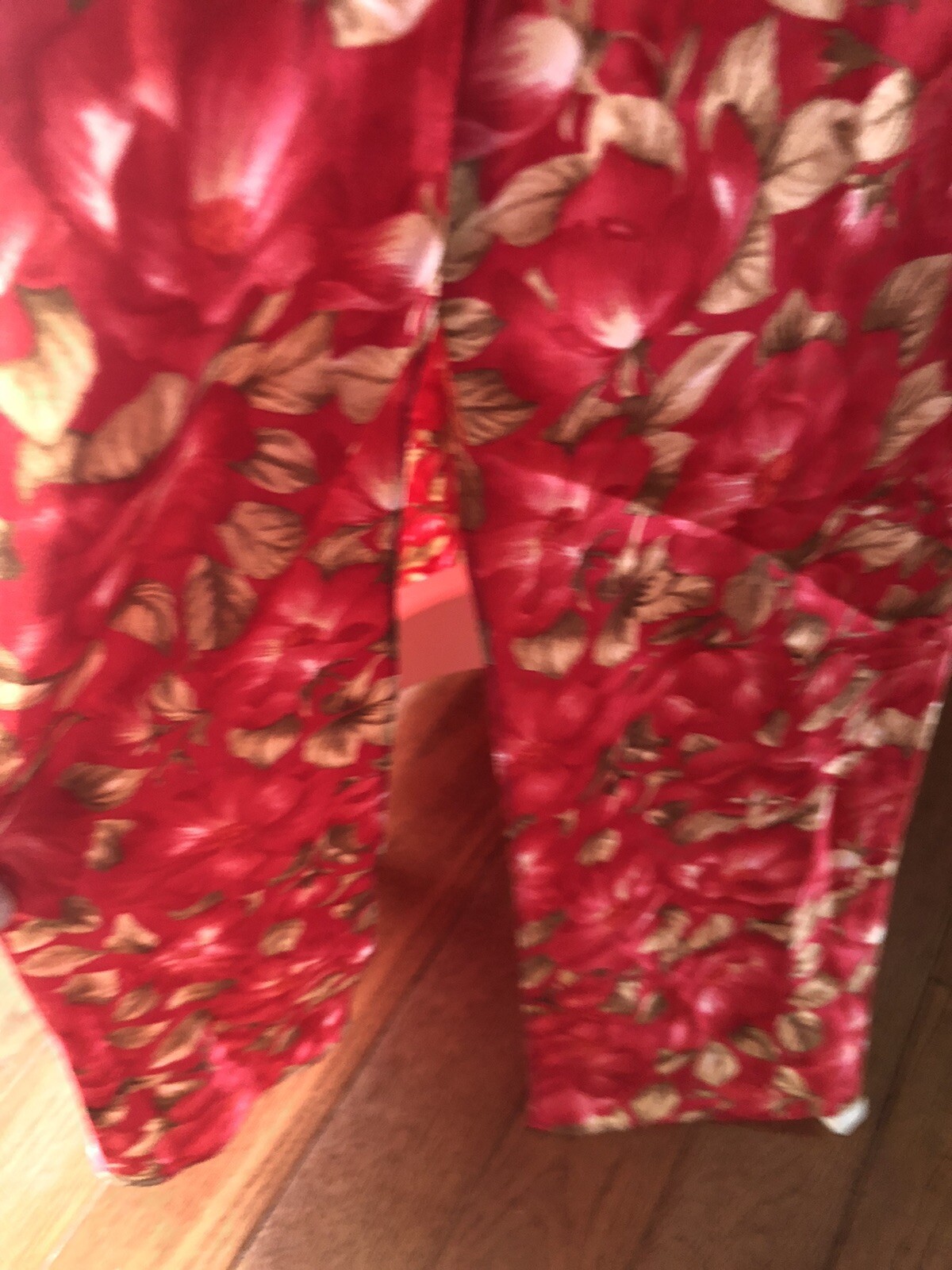 Cato Dark Red Silky Long Nightgown Floral w/lace 100% Polyester Women’s M