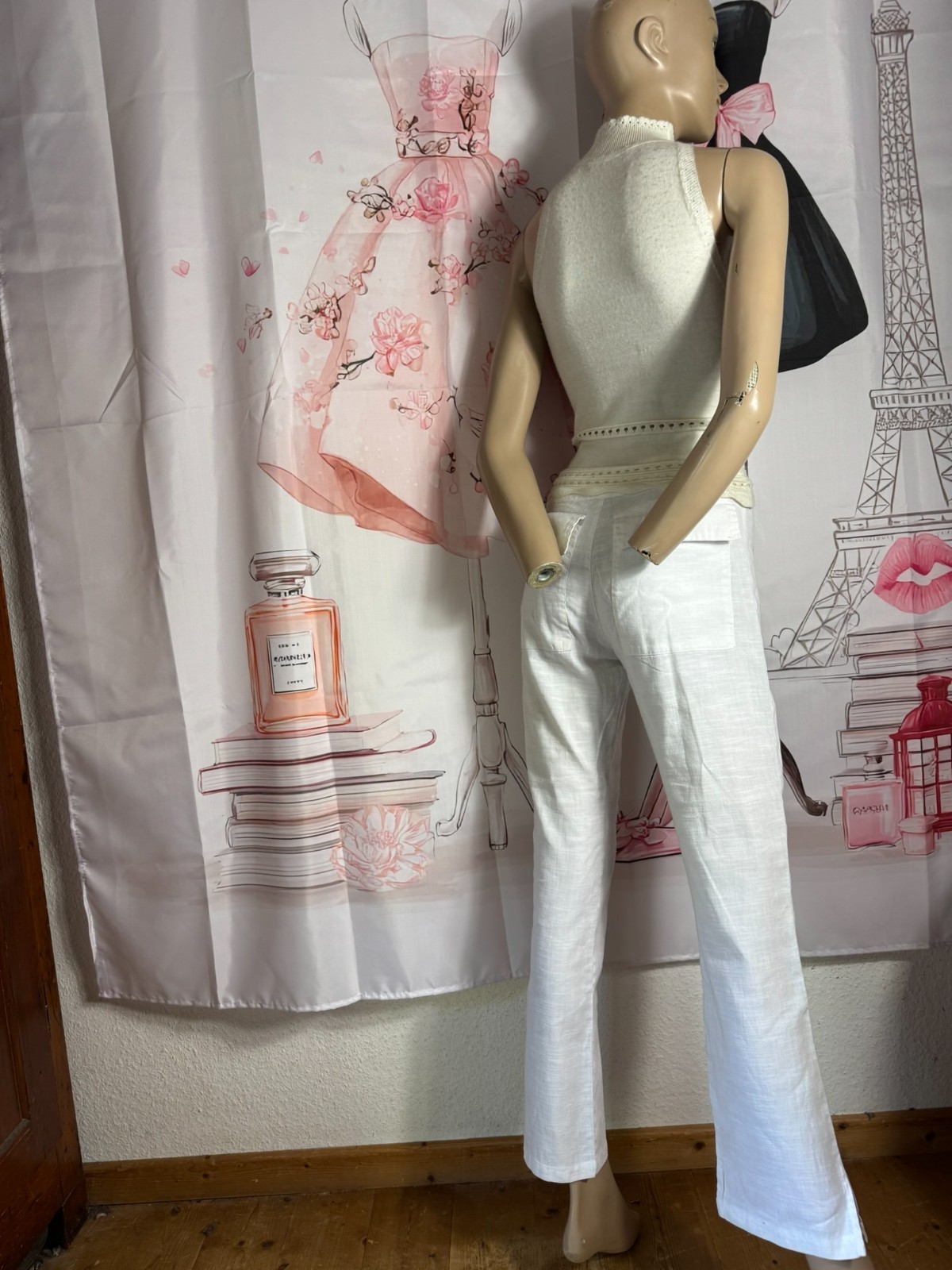 Hemp Pants KristenseN DU NORD Y2K White 34 36 Made in Italy Bootcut Luxury