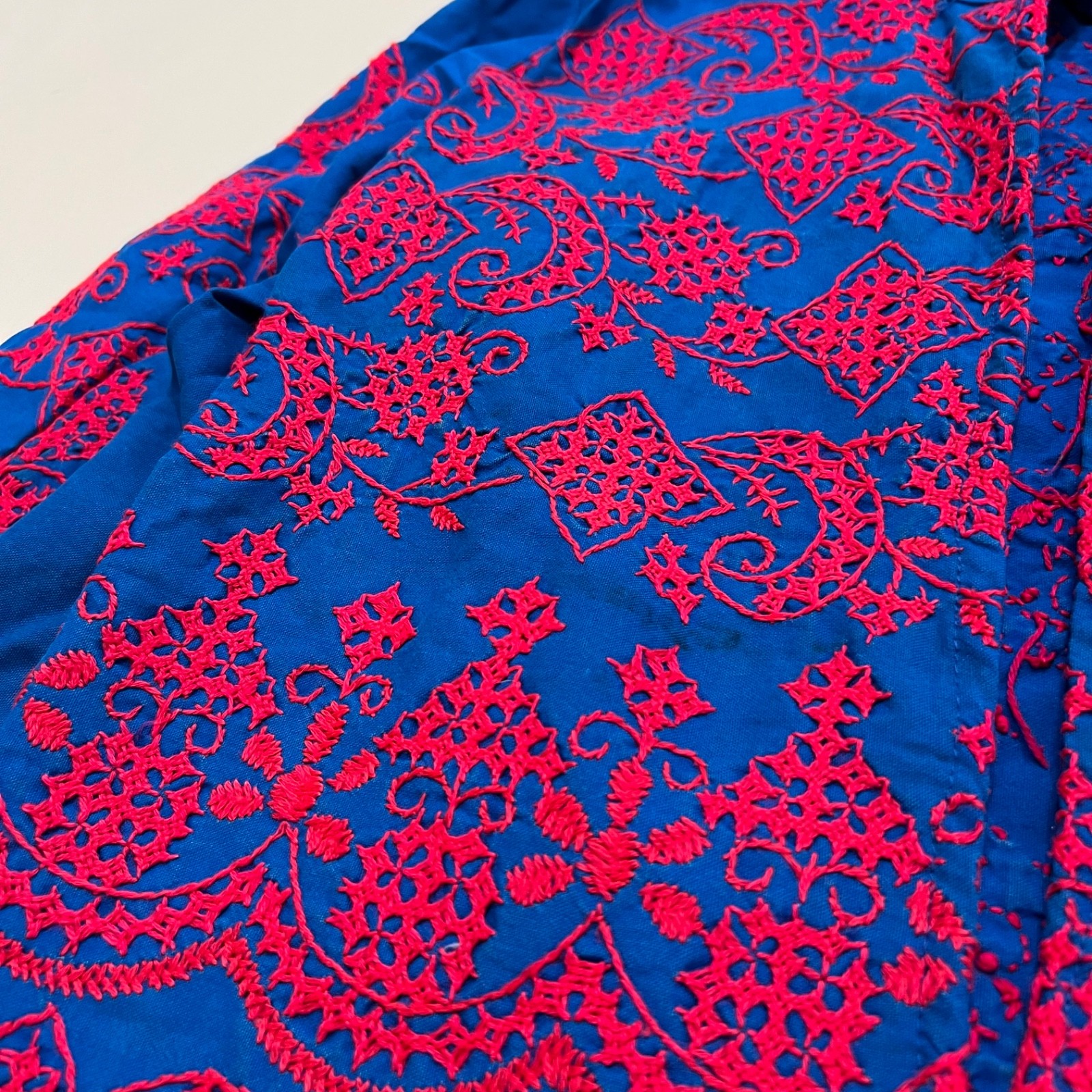 Vintage Embroidered Boho Open Front Jacket Sz Small Colorful Statement Piece