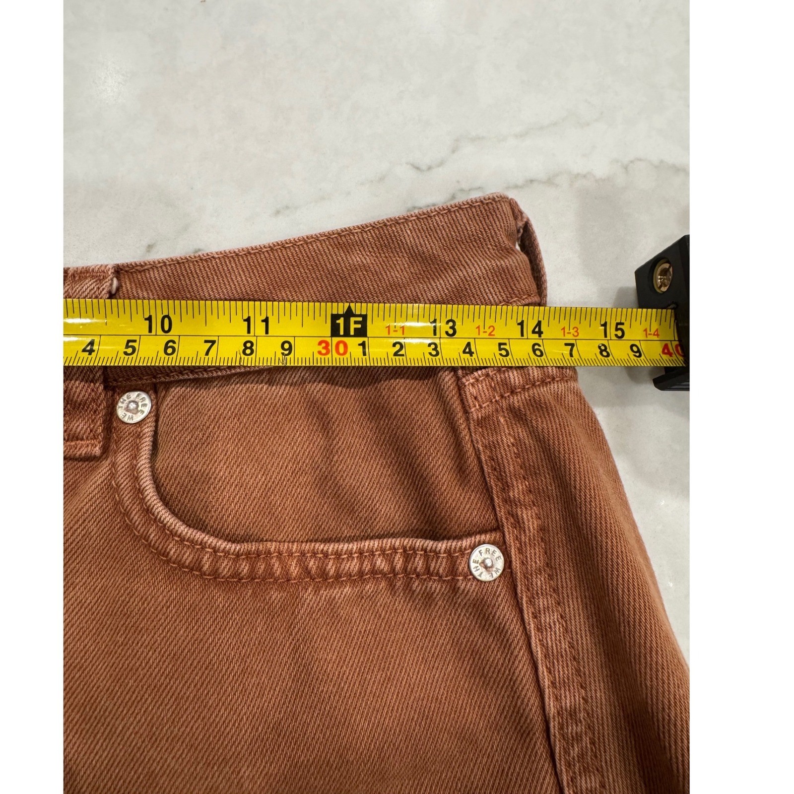 FREE PEOPLE We The Free Y2K Denim Distressed Raw Hem Mini Skirt Size 27