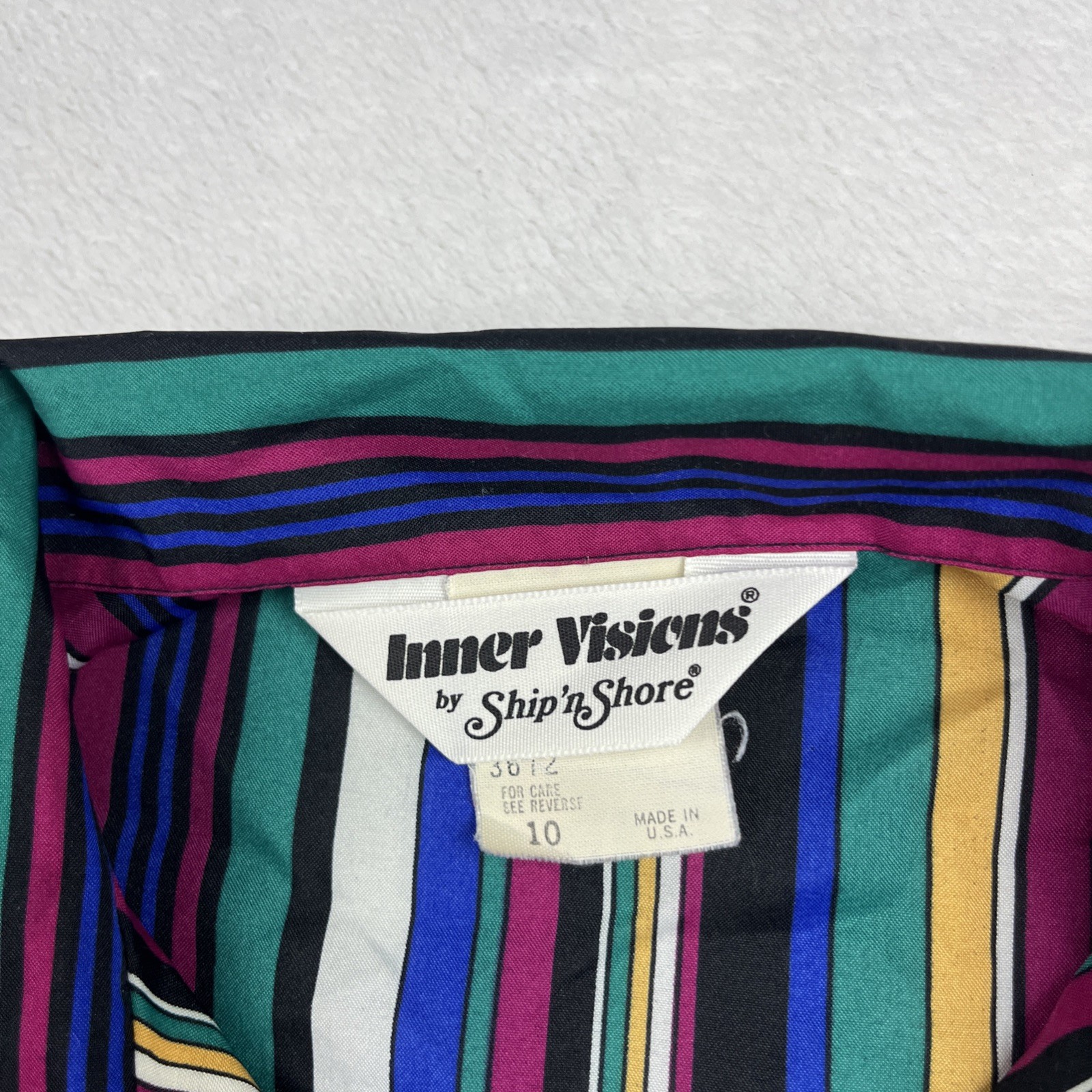 Vintage 70s Ship n Shore Striped Secretary Womens Size 10 Long Sleeve