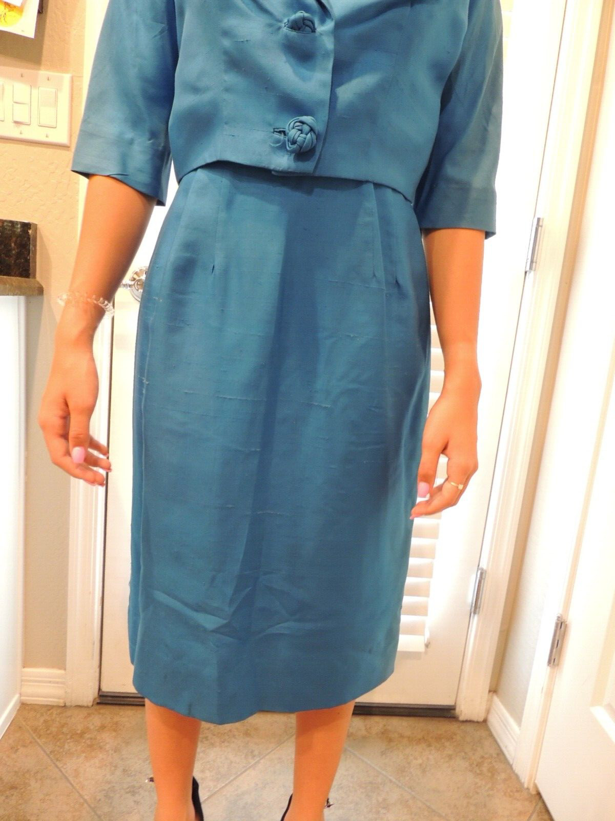 Vintage Alexander Lipton Dress Womens With Jacket Bright Blue