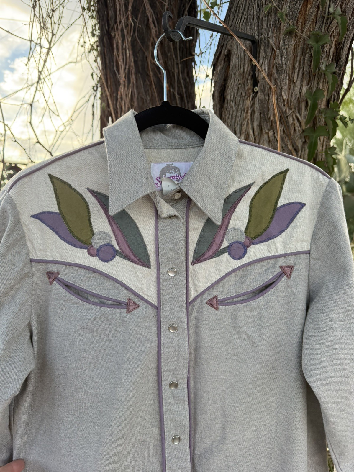 Vtg 70s Salaminder Kansas City Western Dress RARE Pearl Snap Flowers 100 Cotton