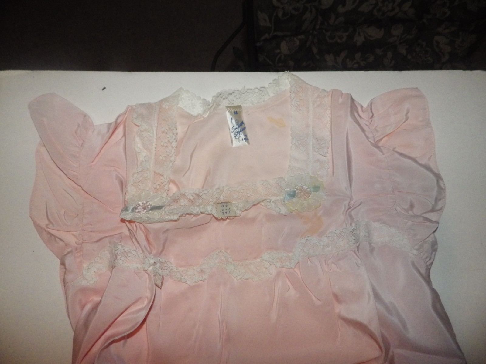 VTG LADIES DRESS SILK DRESS PINK SMARTY STYLED SIZE 38 BY SAGE SMALL STAIN