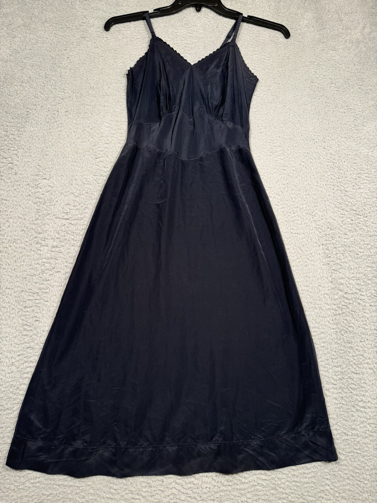 Vintage Seamprufe Black Slip Dress Acetate Size 32 Tall 1950s Adustable