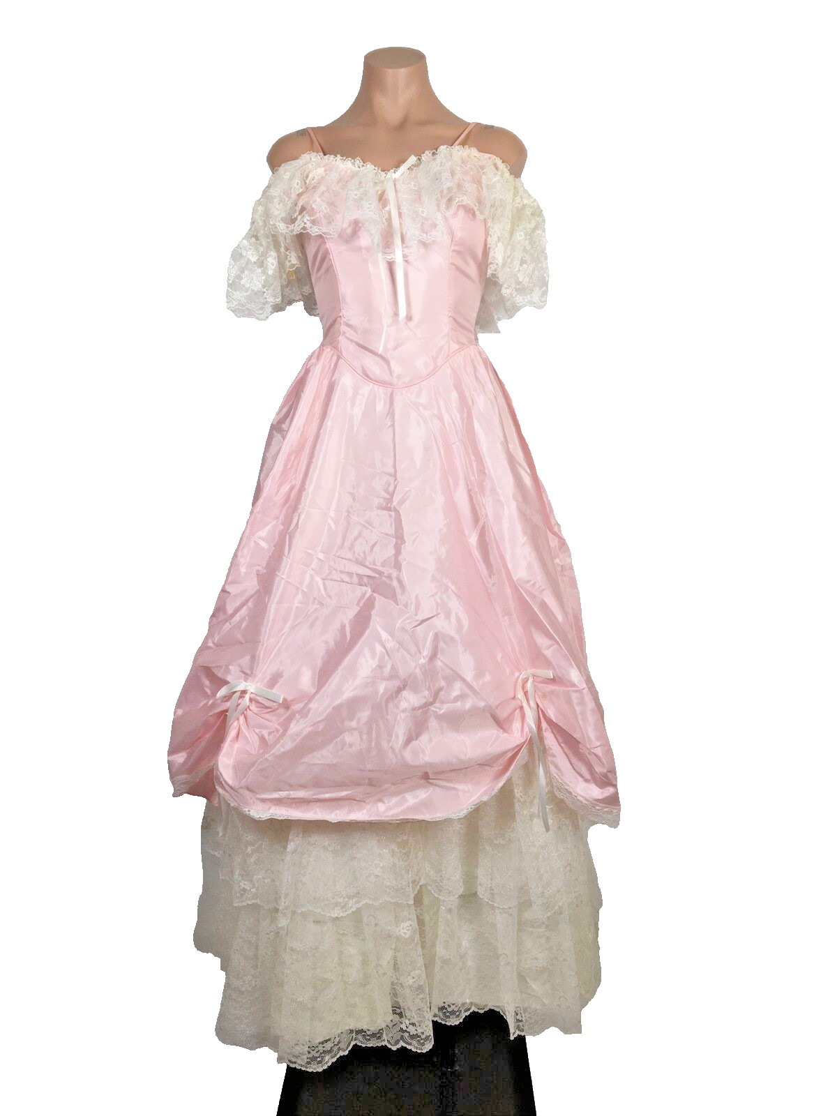 VTG FLIRTATIONS Gown Alfred Angelo Victorian Full Skirt Puffy Lace UNION XS/S