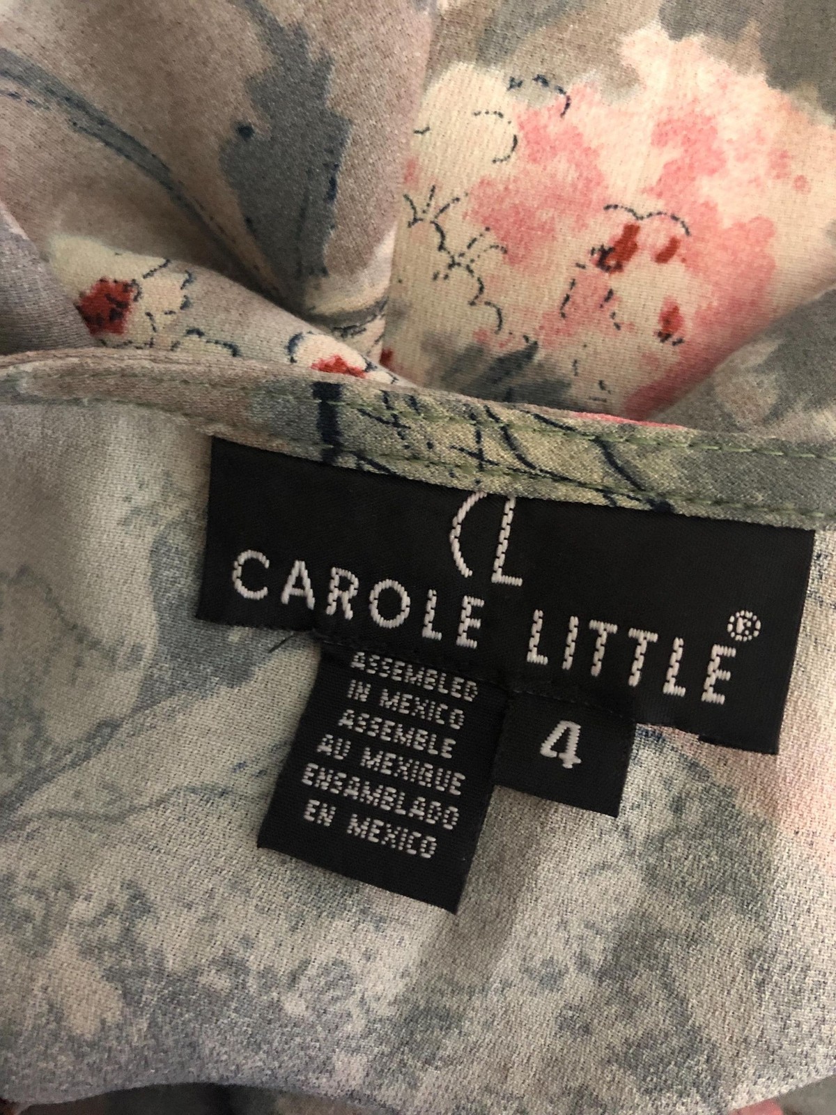 1990s-Y2K CAROLE LITTLE Ink & Watercolor Floral Print V Neck Maxi Slip Dress. SM