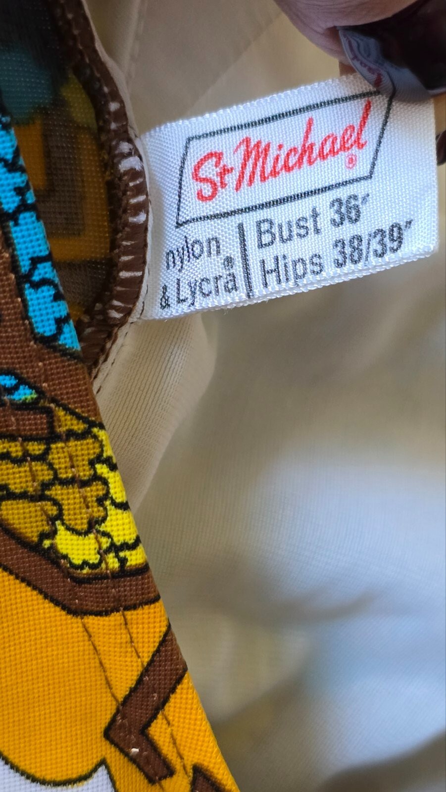 Vintage 70-80s St.MICHAEL Women Nylon Swimsuit Multicolor Bust-36″ Hips-38″/39″