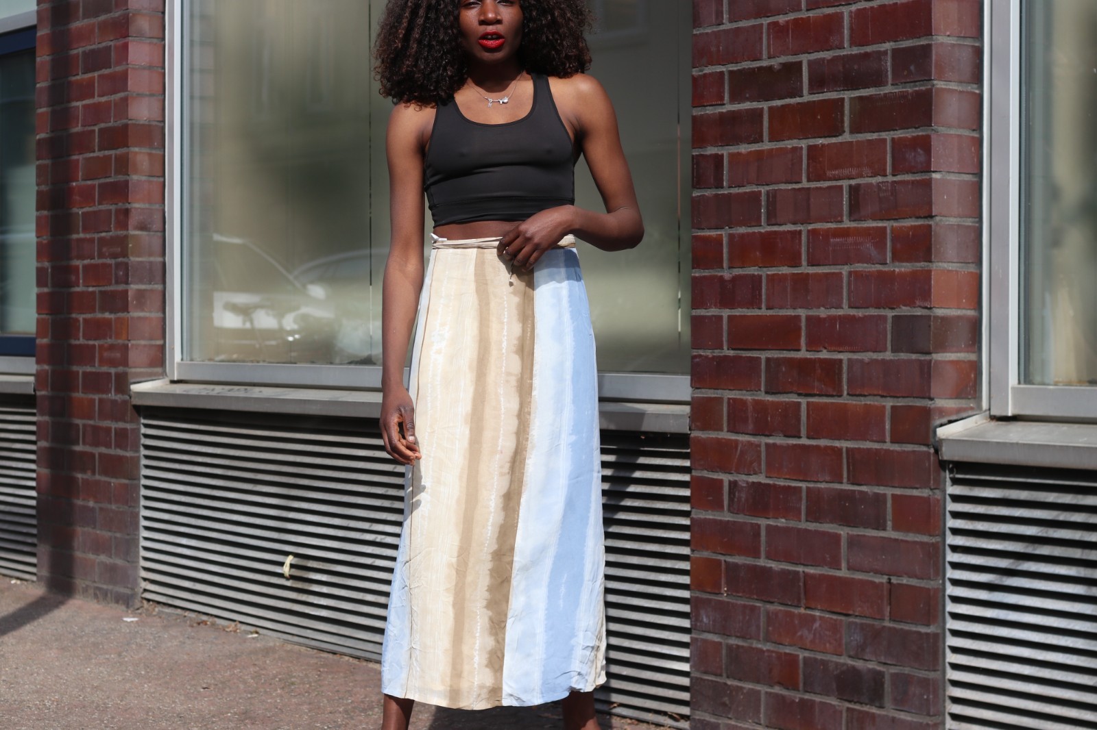 Vintage Gerry Weber Maxi Skirt Blue Beige Tie Dye Pattern Size S-M Summer Boho