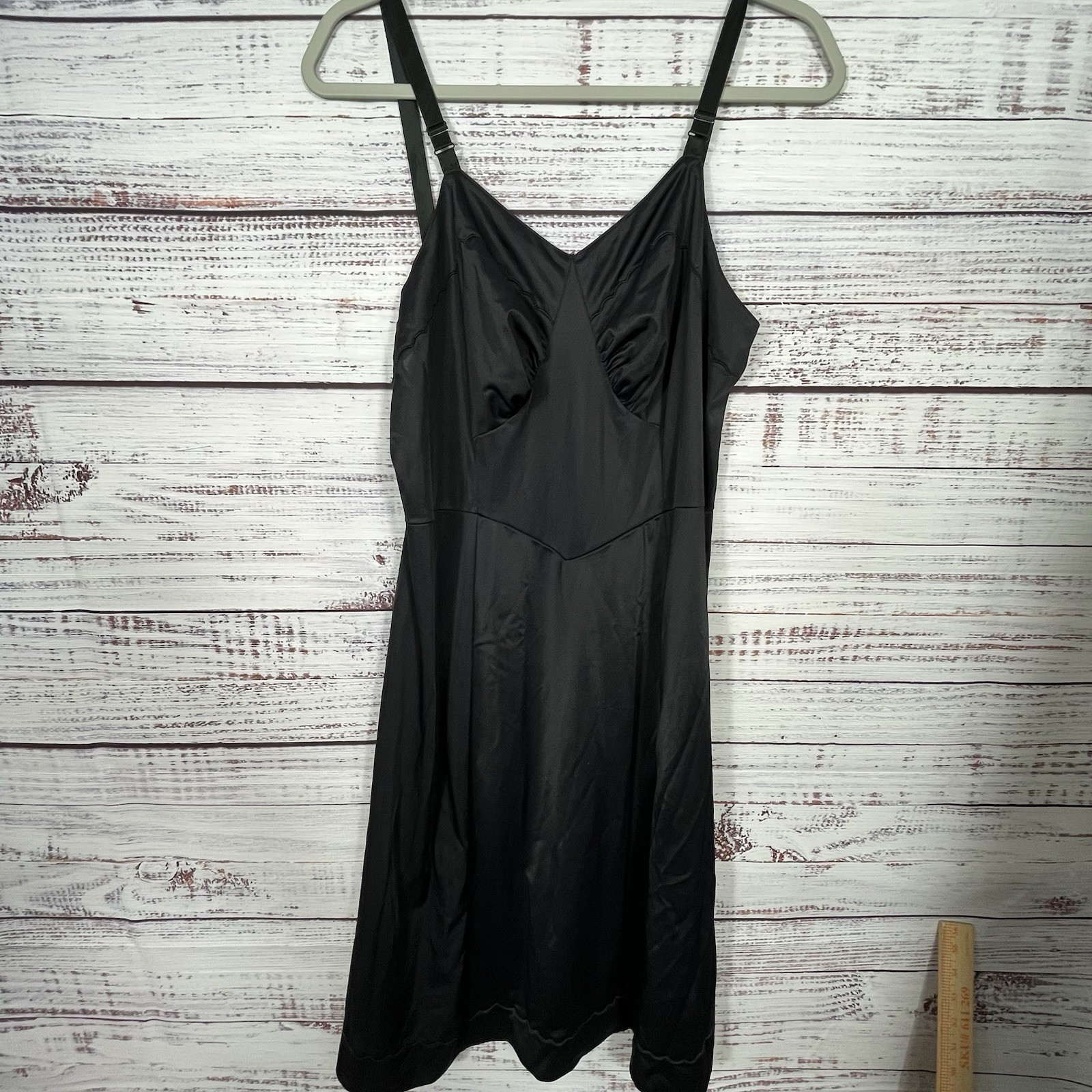 Vtg Aristocraft by Superior Full Slip Dress 40 Lingerie Black Nylon Made In USA