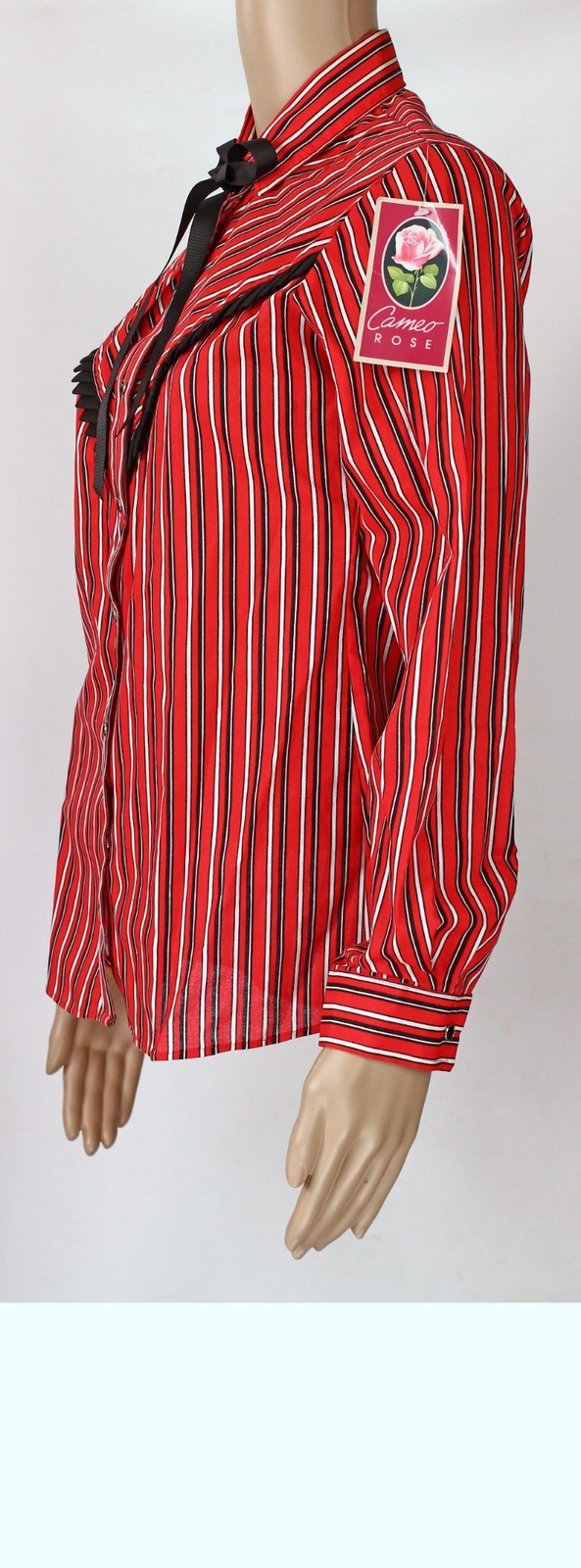 NWT 80s Vintage Cameo Rose Shirt Western Prairie Red White Black Pearl Snap 10 M