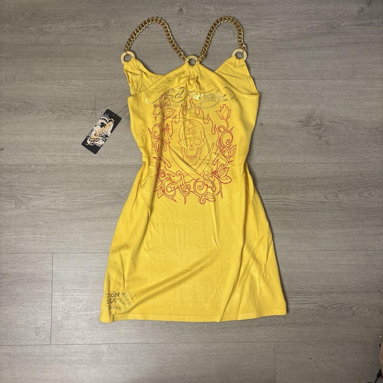 RARE Vintage 2000s Ed Hardy By Christian Audigier Dress Metal Straps NEW Size M