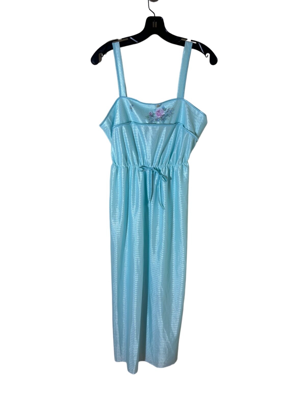 Nightie Nightgown L Vtg 70s 80s KEYNOTE UK Blue FLORAL BUTTERFLY HONEYMOON MAXI