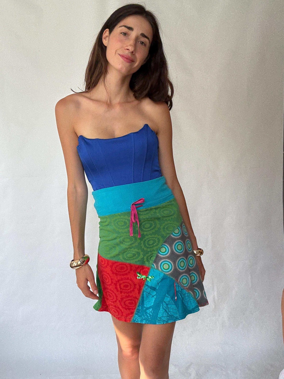 Eclectic Desigual Cotton Skirt with Vibrant Patterns and Patchwork – Bohemian St