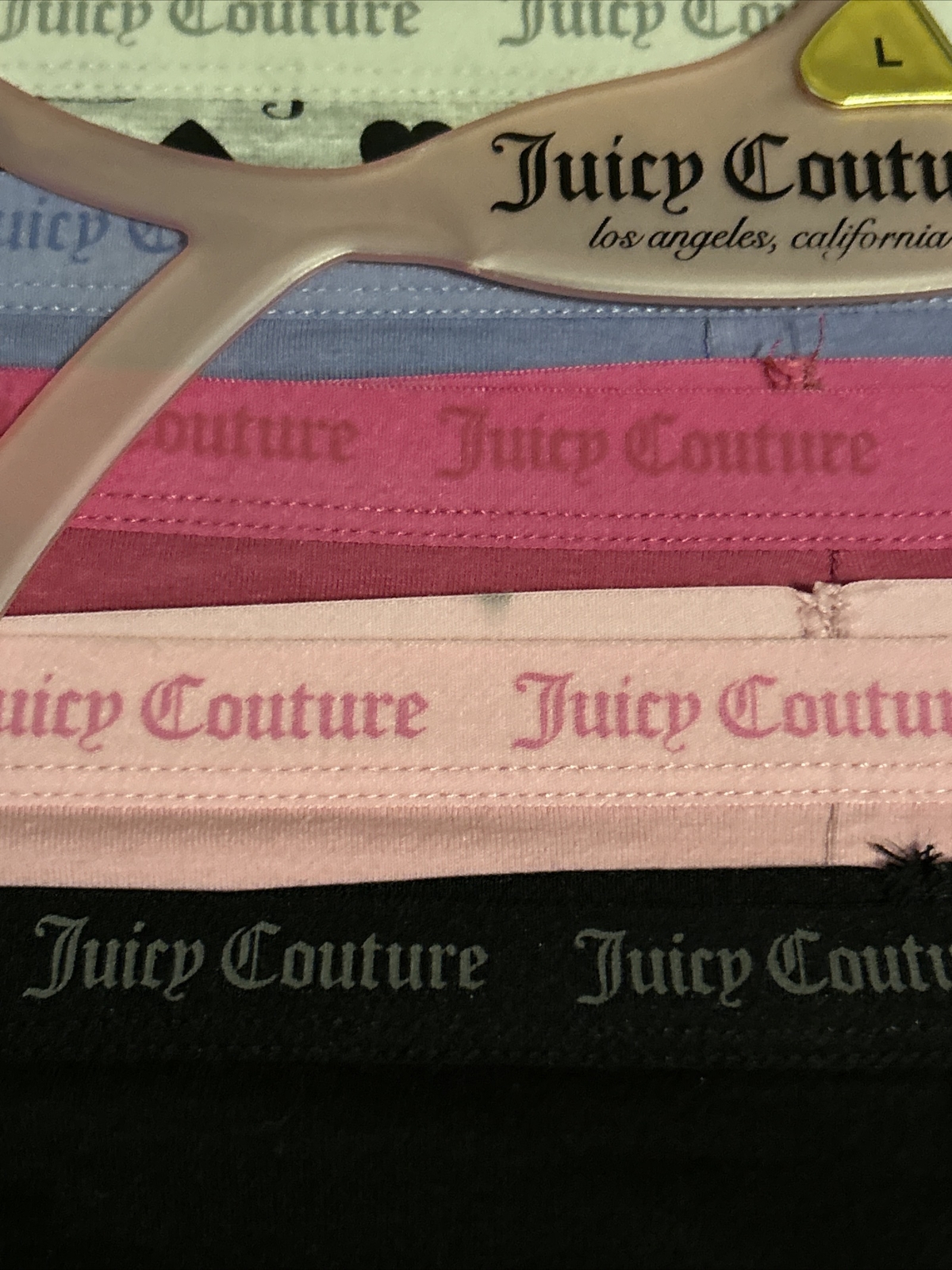 Juicy Couture 5 Panties No Panty Lines NWT Large Pink Black Gray