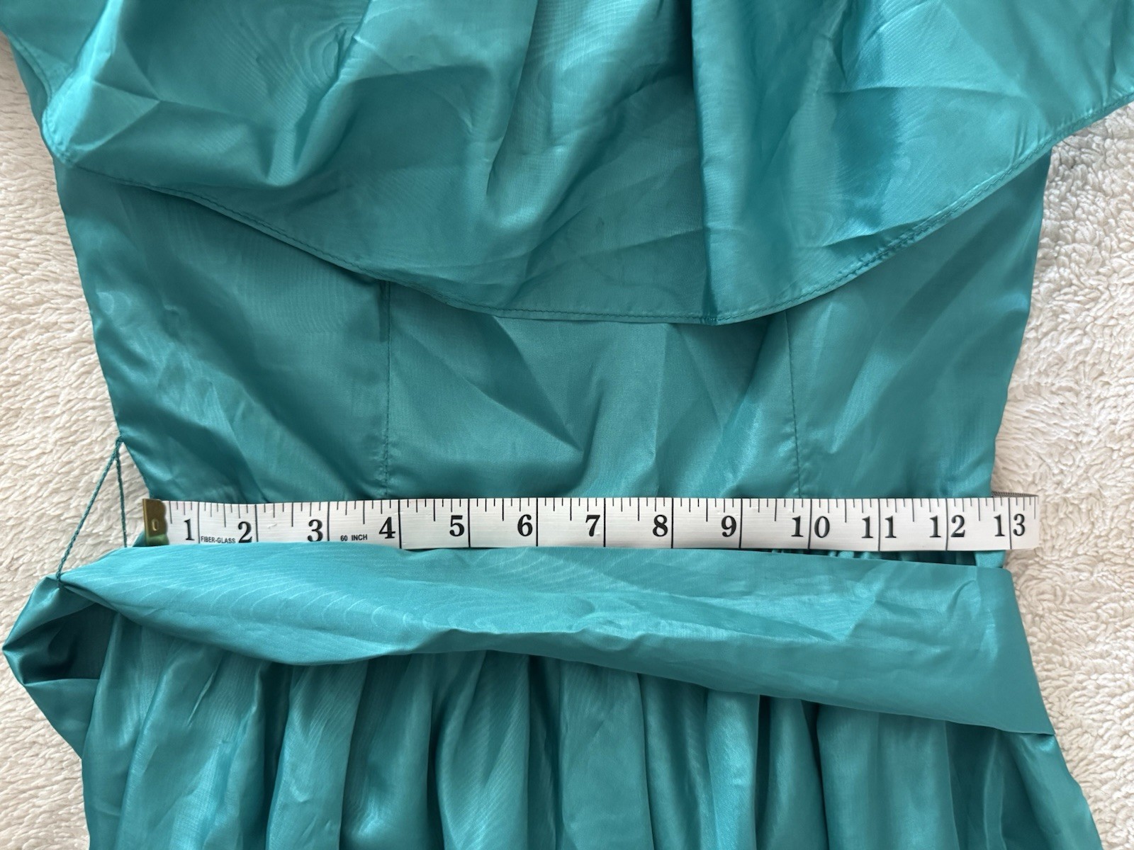 Vintage Lamz Originals Dress Turquoise Sz 4 Off Shoulder Ruffle Party Gown 80s