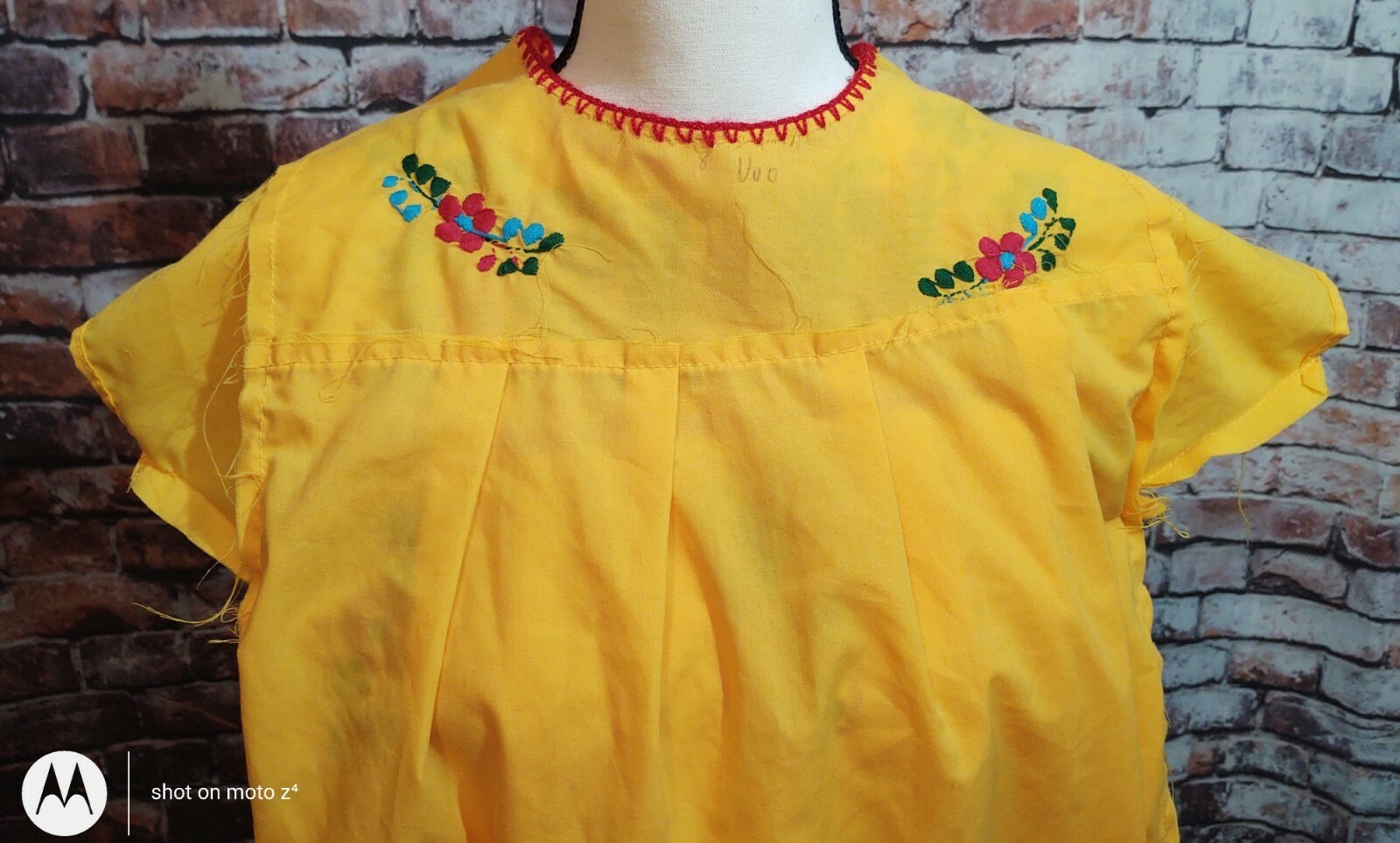VINTAGE HANDMADE MULTICOLOR EMBROIDERED FLORAL HAWAIIAN DRESS OR SHIRT YELLOW