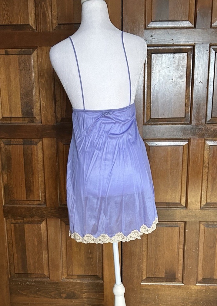 Vtg Papillon Paula Carbone Purple Satin Lace Nightgown Robe Peignoir Set 2pc