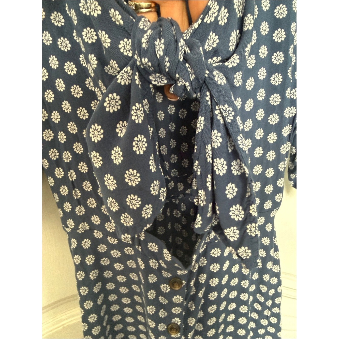 Rip Curl Floral Tie-Front Dress – Blue Coastal Surfer Girl Beach Boho Size M