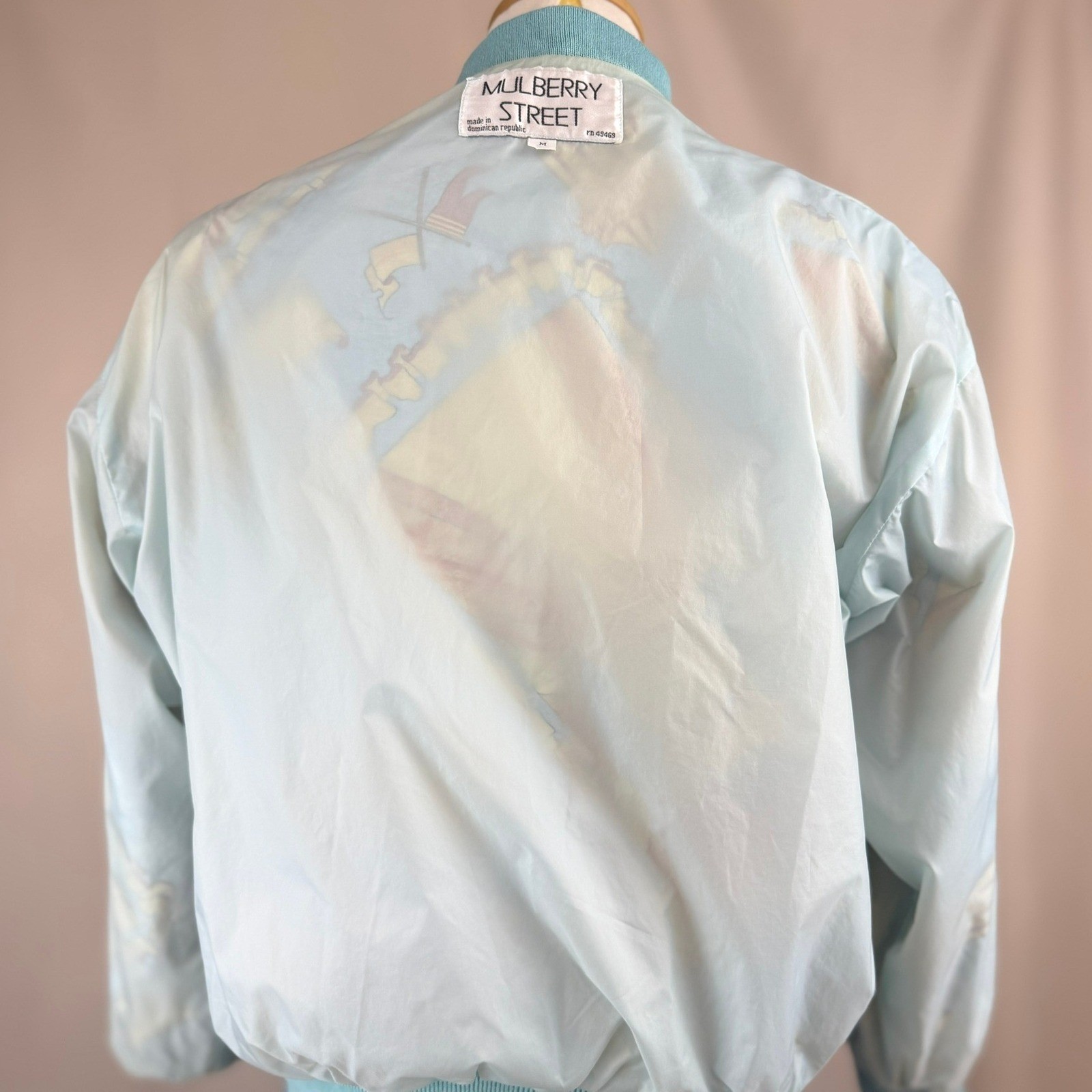 Vintage 80s MULBERRY STREET Womens (M) Bomber Jacket Coastal Aztec Sun mobwife