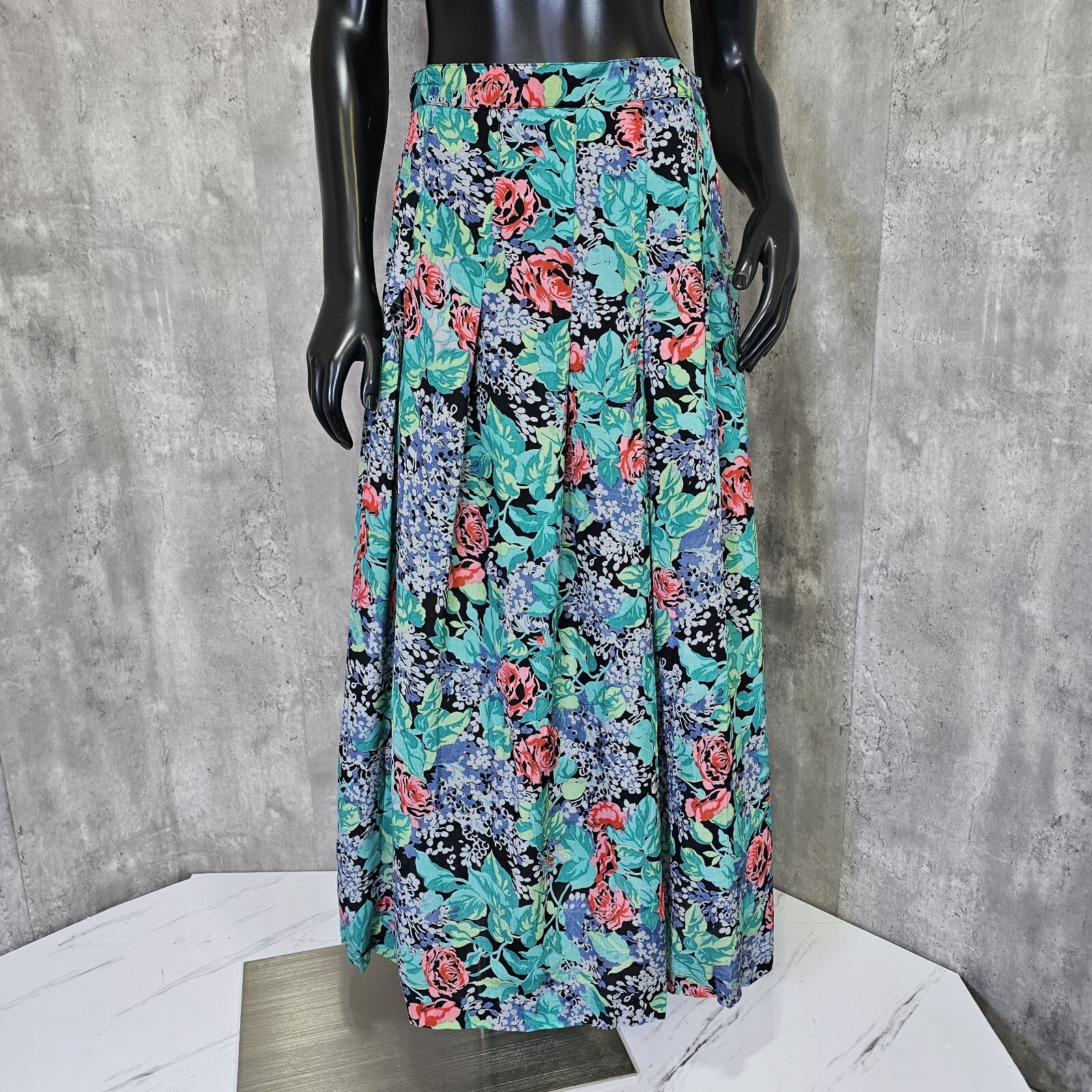 Vintage 70s 80s Irene Kasmer Floral Crepe Batwing Blouse Maxi Skirt Set Outfit