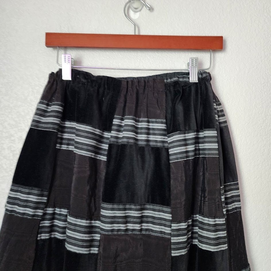 MR. HANK VINTAGE 70s patchwork maxi skirt dark moody whimsygoth black grey