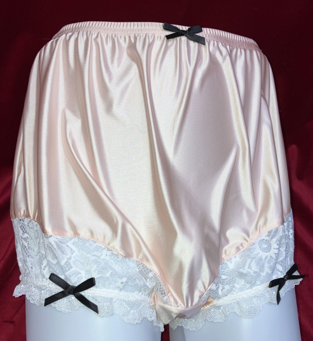 2X 3X Mushroom Gusset Granny Panty Silky Nylon Satin Brief Sissy Vintage styl