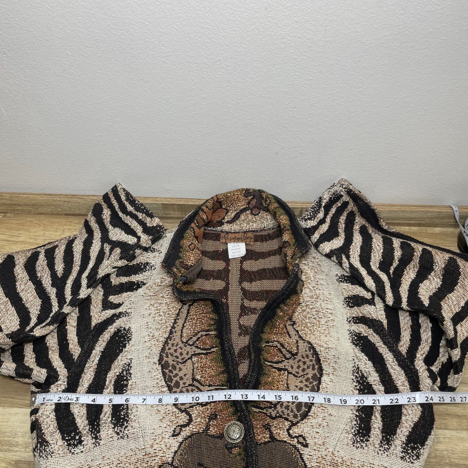 Painted Pony Vintage Safari Zebra Tapestry Jacket Cotton Made in Texas One Size