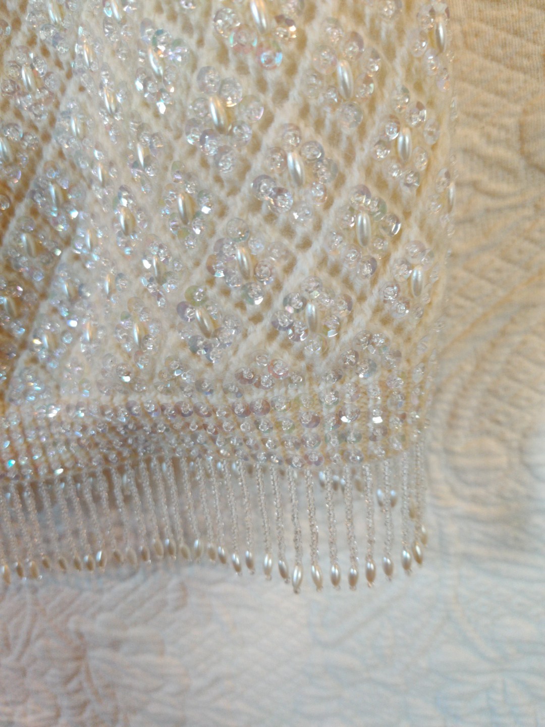 Vintage Beaded Sequined Handmade Knit Evening Sleeveless Top