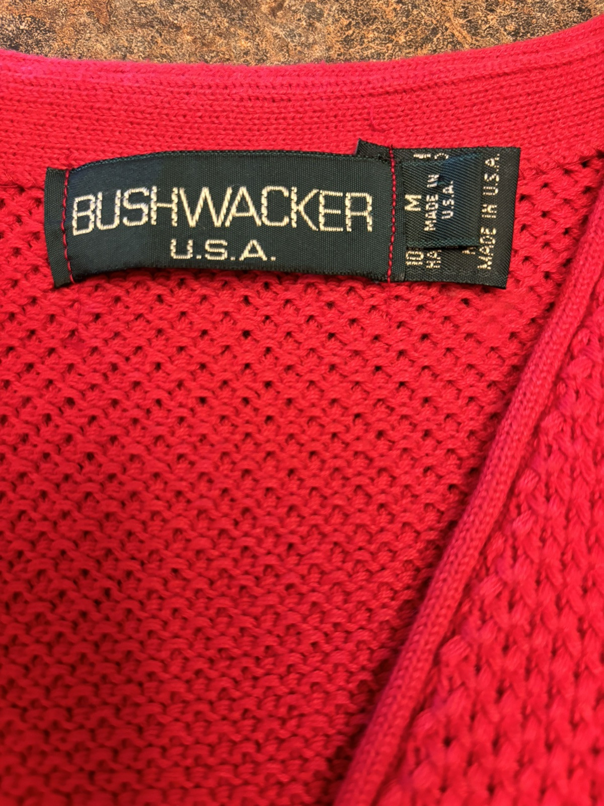 Vintage BUSHWACKER Original Red Grandpa Style Sweater Vest Medium