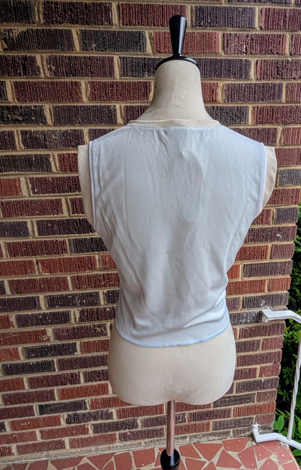 VTG* Y2K Frontline Dance Girl Tank Top-’NY Groove Tee’- Light Grey/Beige-Sz M/L