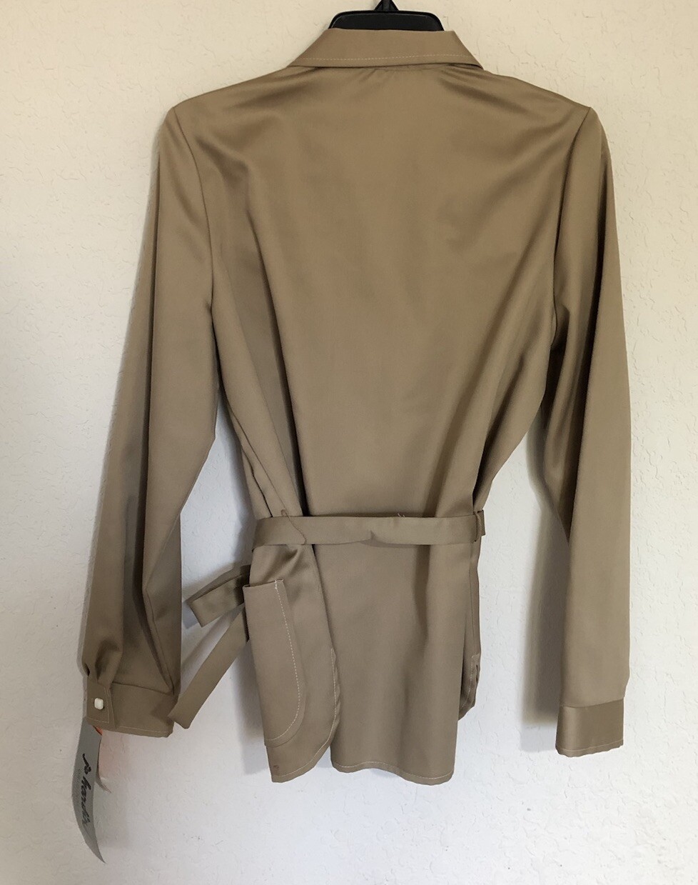 Vintage Jo Hardin Originals Dallas Khaki Tan Belted Jacket Top Shirt Sz 16 Tags