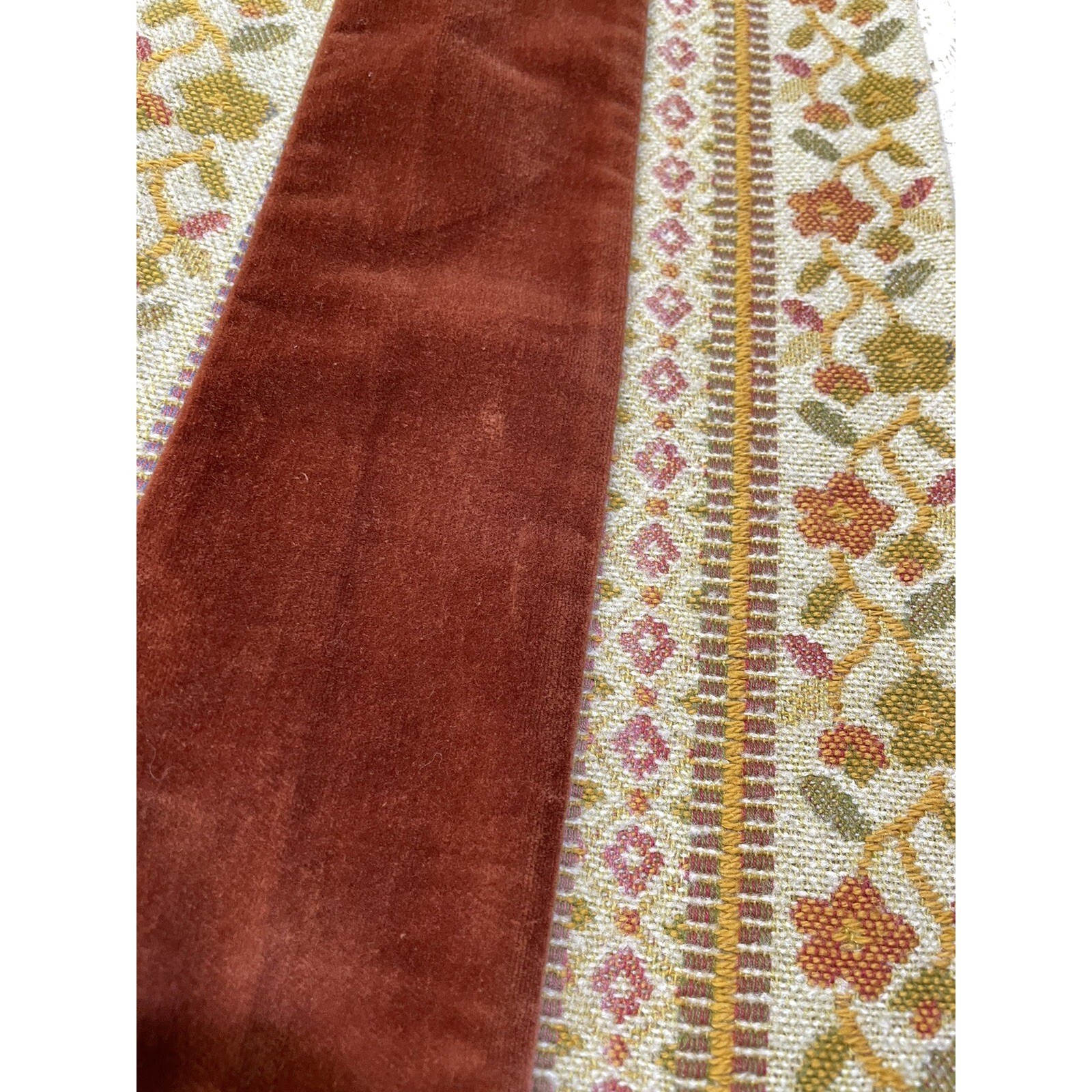 VTG 70s Chessa Davis Maxi Skirt Hippie Boho Velvet Lace Tapestry Waist 27+