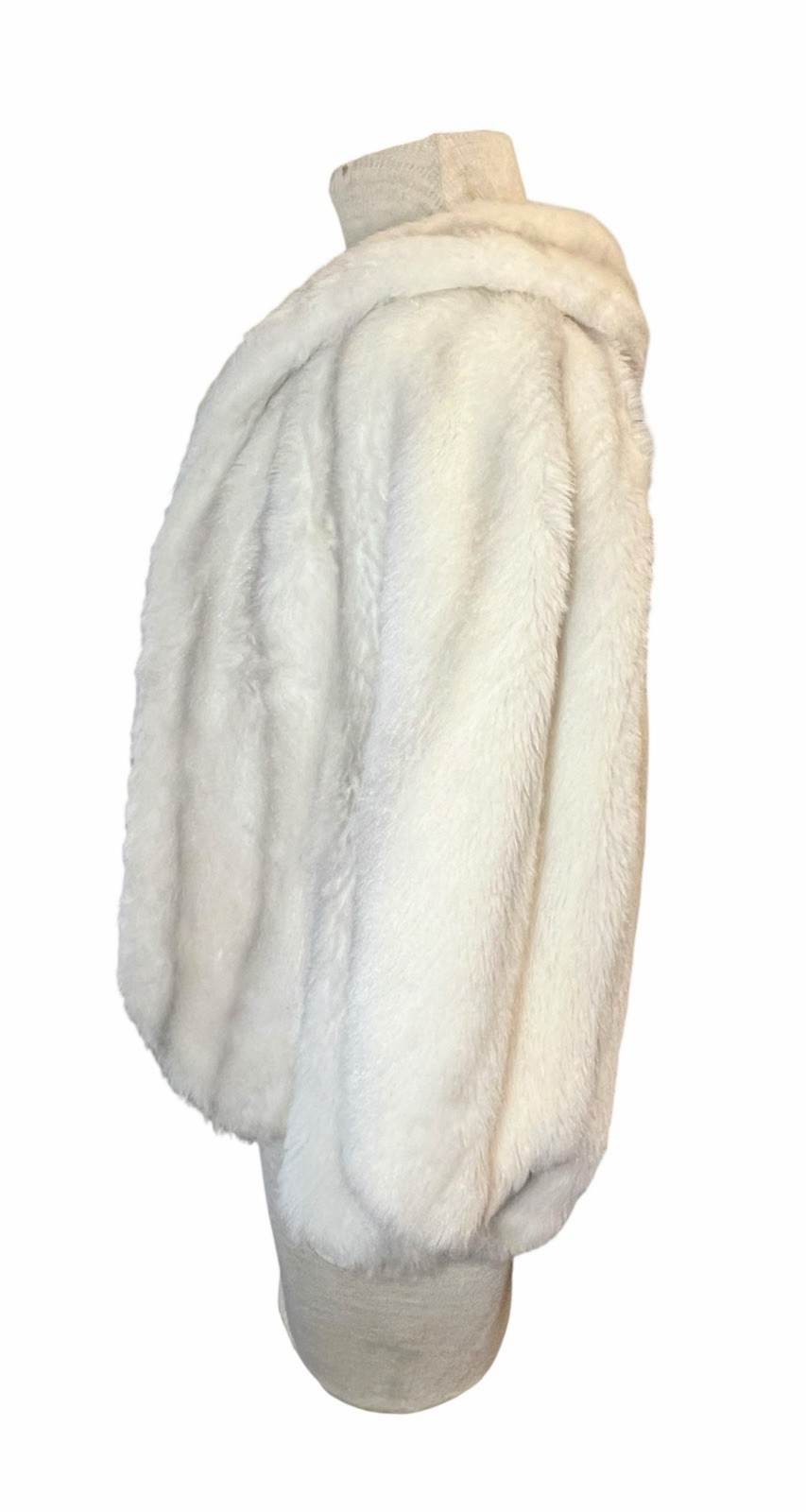 Vintage White Faux Fur Cape Coat Regina Glenara by Glenoit Made in USA