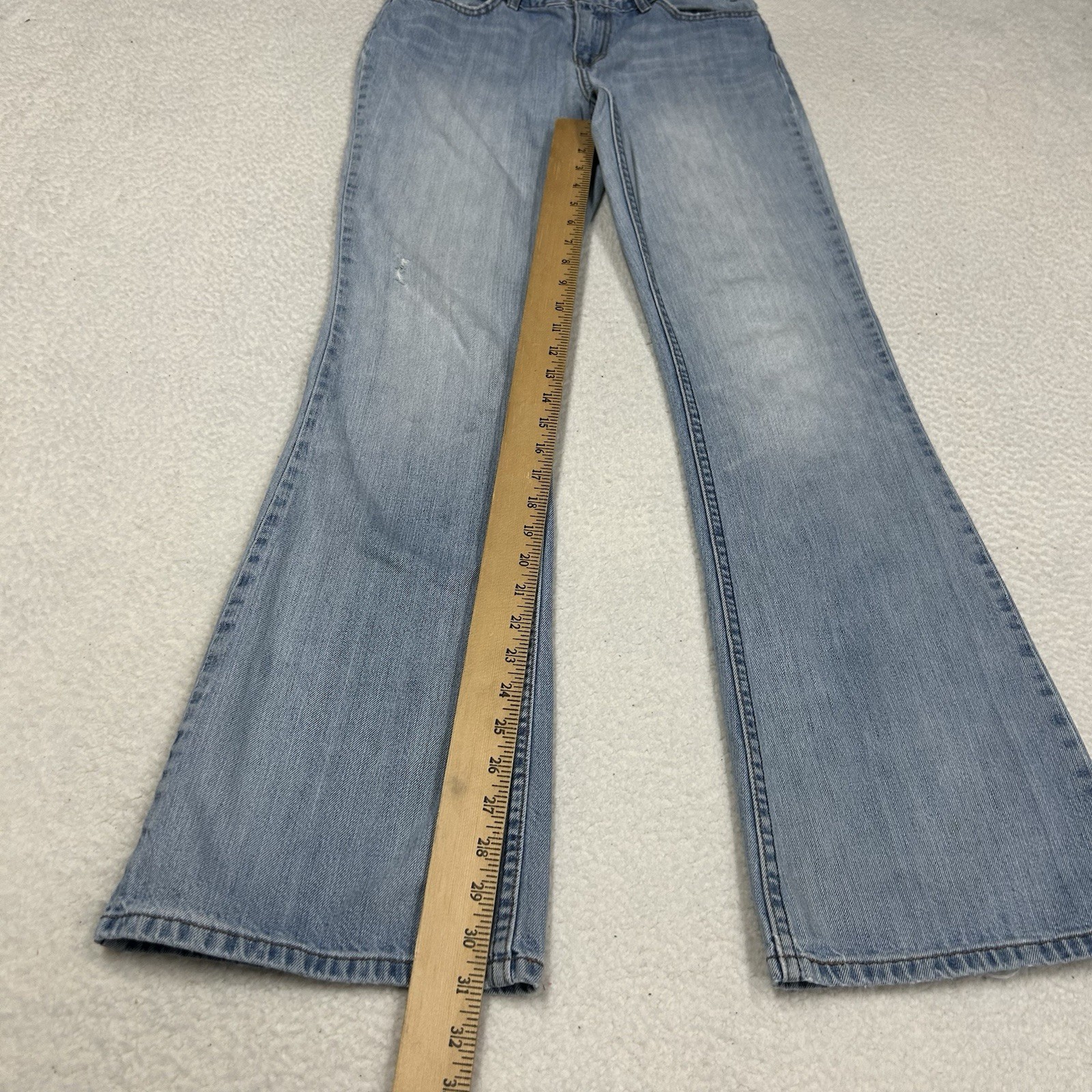 Vtg Levis Orange Tab Flare Leg Jeans Womens Sz 29 Light Wash Blue Denim Casual