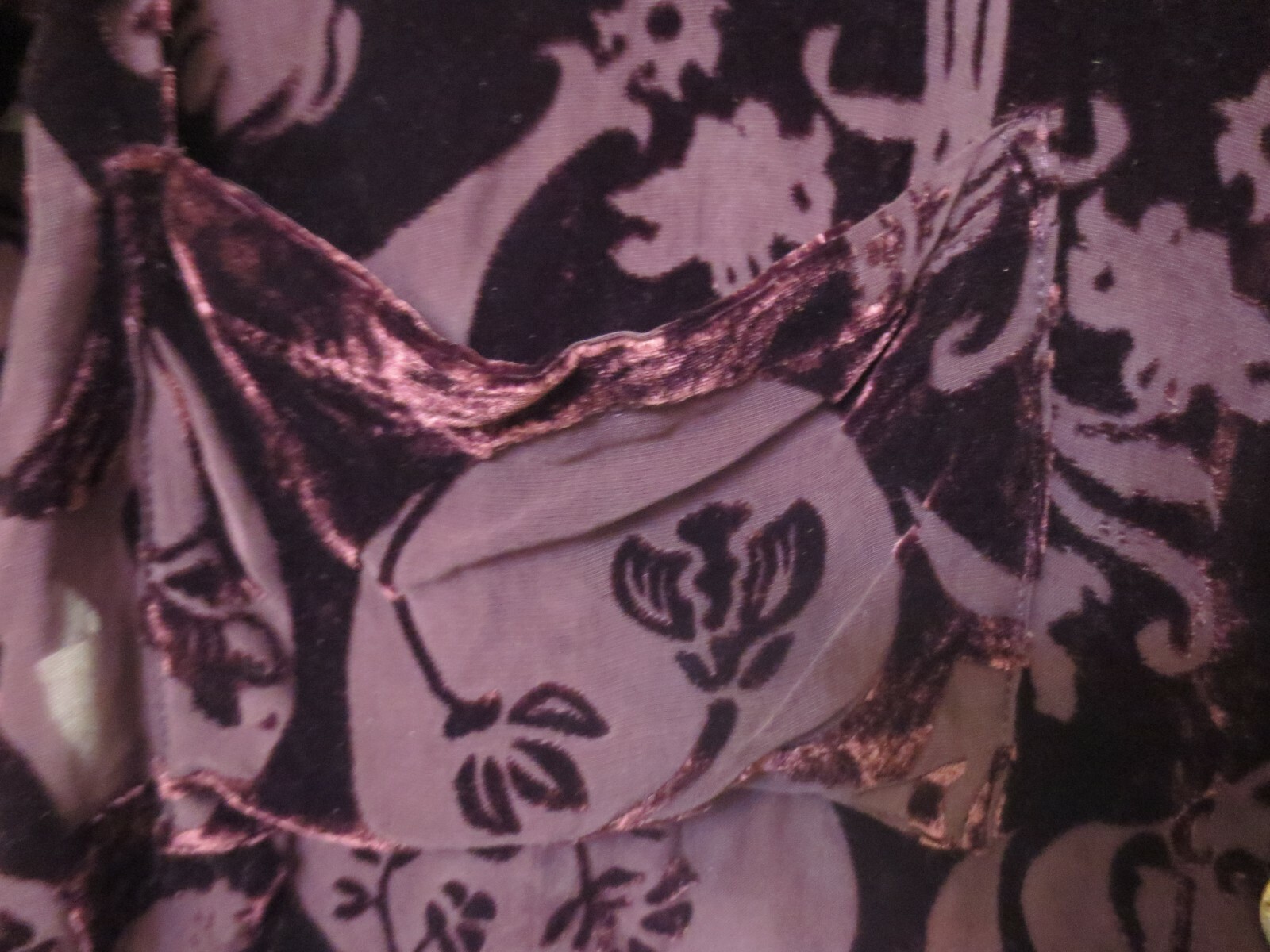 Vtg Jenny Helene Elegant Purple Floral Burnt Velvet Silk Open Jacket Women’s XS