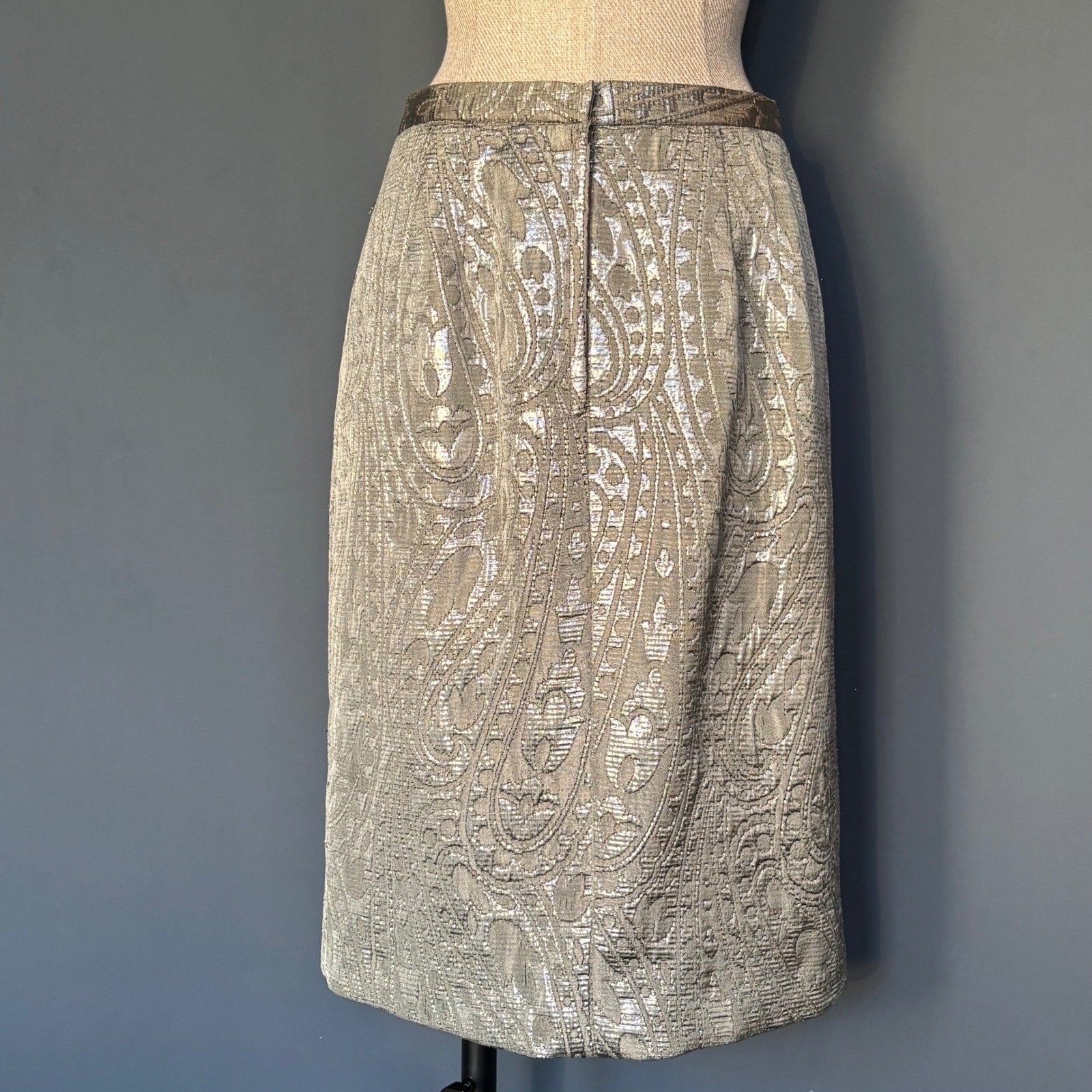 Victor Costa Brocade Skirt Suit | Metallic Paisley | Sz 10 | Vintage 1980s