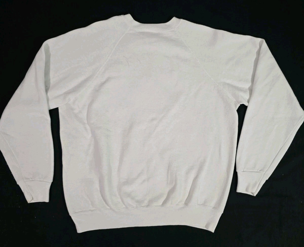 True Vintage 90s SANTA CLAUS Ugly Christmas Glitter Graphic White Sweatshirt XL