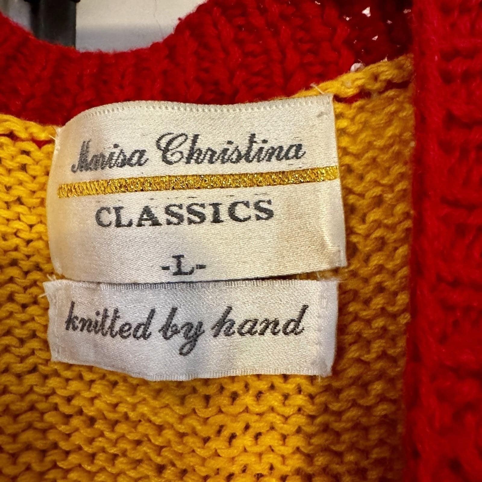 VTG Marisa Christina Hand knitted Long Line Cardigan XL GrandmaCore Nautical