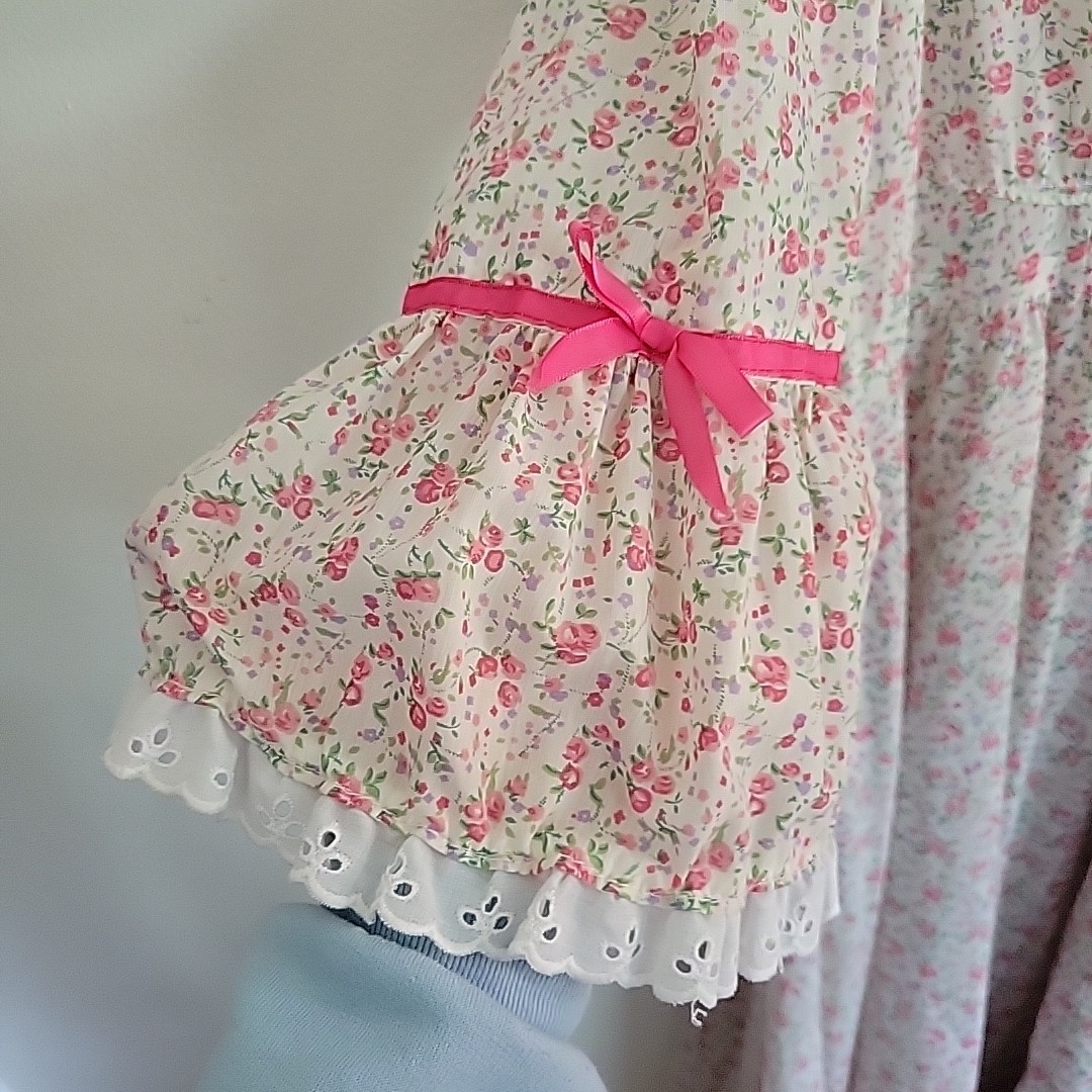 Vintage Handmade Prairie Dress Large Pink Ditsy Floral Cottage Country Western