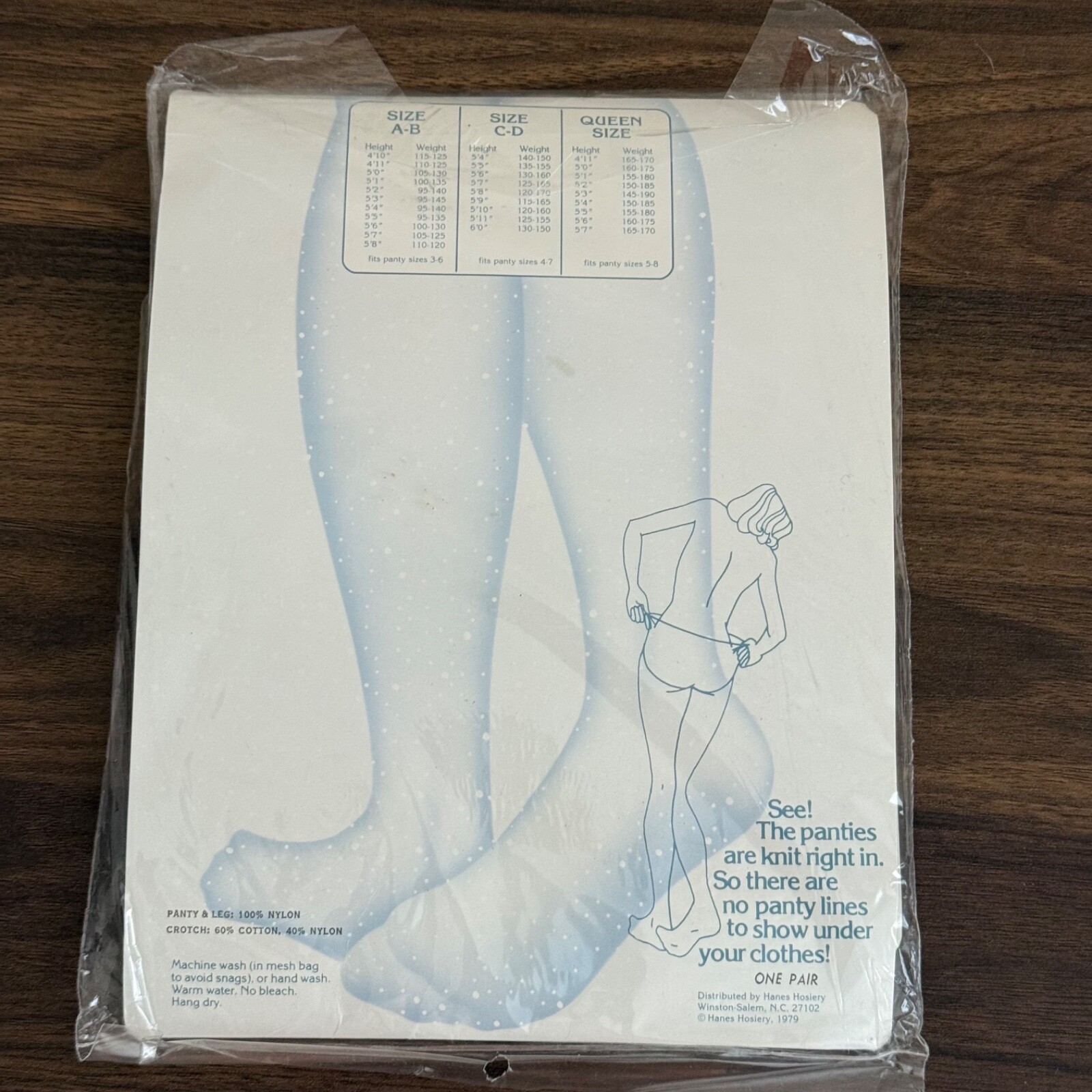 Hanes Winteralls Underalls Pantyhose Navy Blue Size C-D Style 380 Vintage NEW