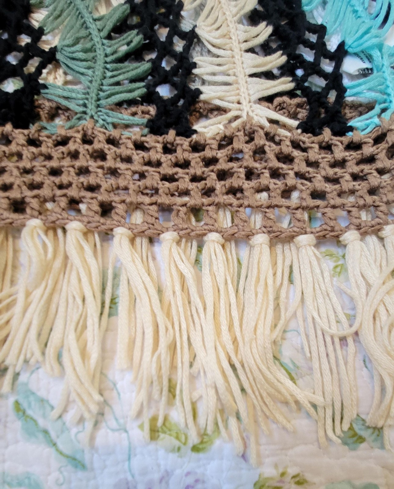 Vintage Sioni Crochet Multicolor Boho Fringe Top – Size L/XL