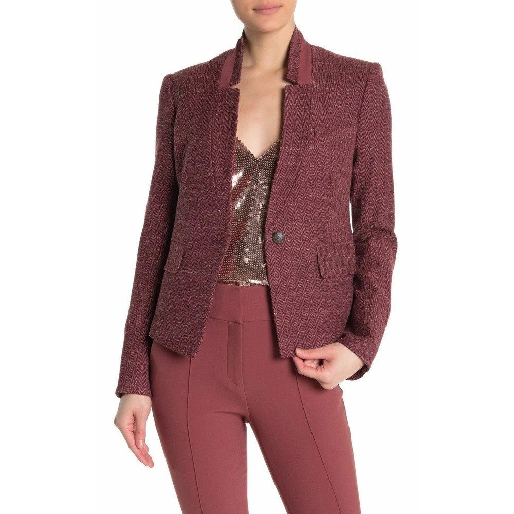 NWT Veronica Beard Wool Blend Farley Dickey Jacket Currant Burgundy Size 2