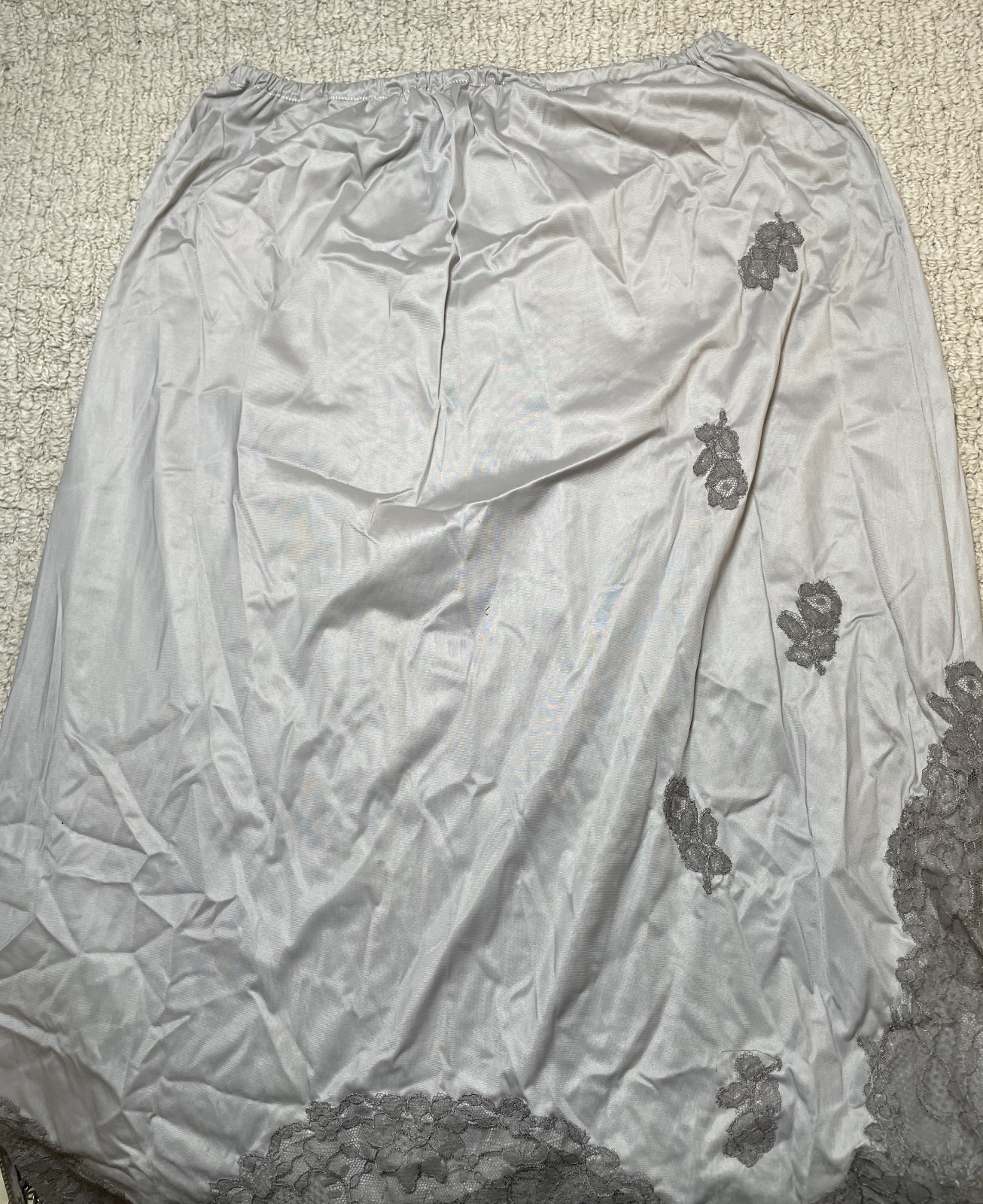 Vintage 40s 50s Van Raalte Gray Purple Half Slip M Lace Floral Satin Suavette